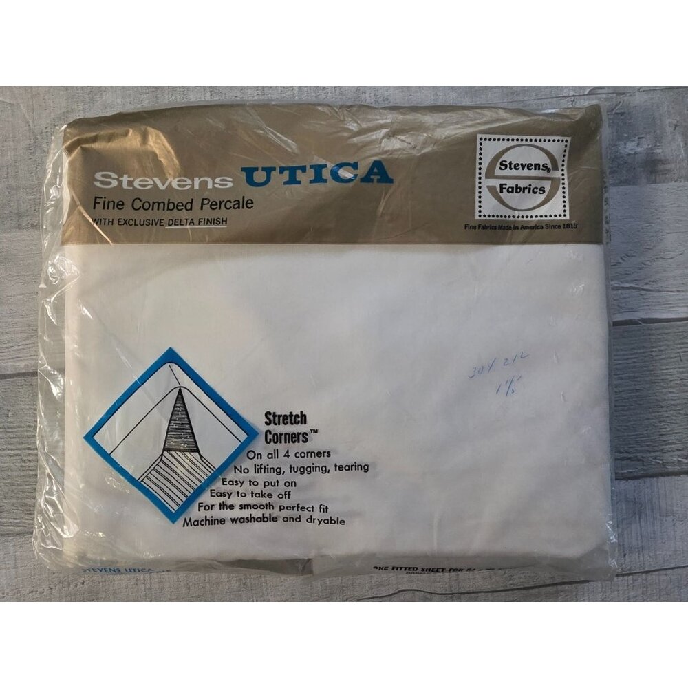Stevens Utica Fine Combed Percale Fitted Sheet 54 X 76 Double Bottom Standard De